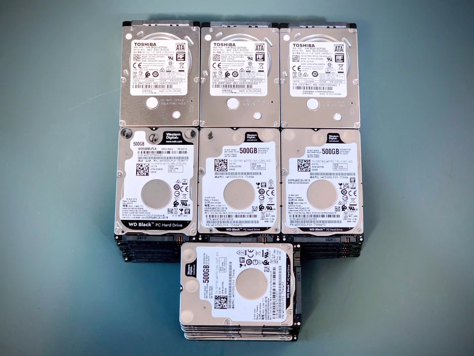 (Lote de 70) Disco duro delgado para computadora portátil Toshiba / WD 500 GB 7200 RPM 2,5" SATA Foto 1 de 1