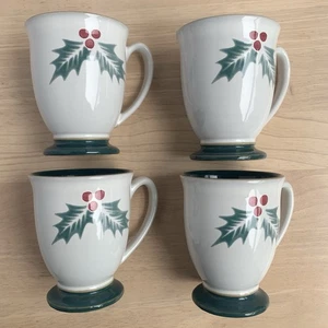 Juego /4 tazas Denby England Holly Navidad vacaciones patas verde vintage arlequín - Imagen 1 de 12