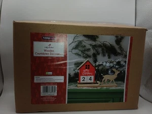 Holz Weihnachten Countdown Rentier, Schlittenhaus, Frohe Weihnachten - Bild 1 von 5