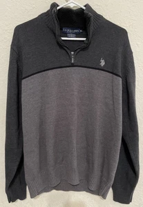 U.S. Polo Assn Herren Pullover Gr. XL Quarter Zip Iron Heather gestreift - Bild 1 von 8