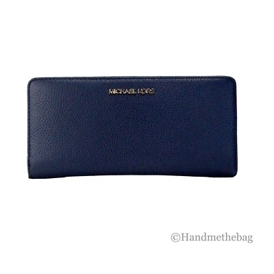 Michael Kors Jet Set Travel Large Navy Pebbled Leather Continental Wrist Wallet - image 1 of 4
