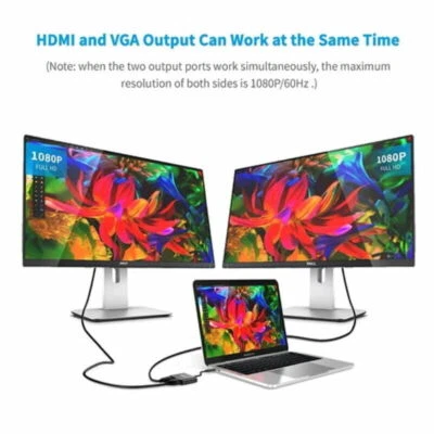 USB C to 4k HDMI 1080P VGA UHD Multi Screen Monitor Display 2 in 1 Adapter  - Image 1 of 4