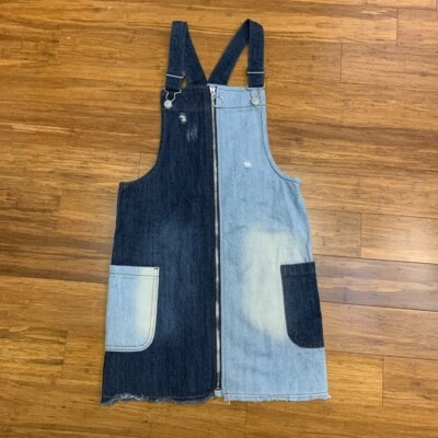 Epic Threads Denim Overall Dress Girls Large Blue Two-Tone Zip Front Pockets NWT - Image 1 of 4