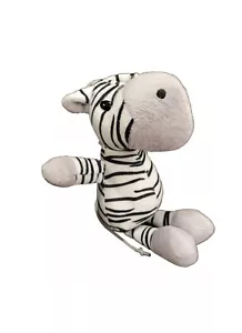 Zebra Plush Stuffed Animal 9" Black Gray White Soft String Tail Preowned - Picture 1 of 6