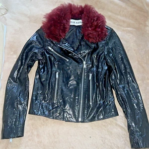 Nour Hammour  Lamb Skin bikers jacket with four collar size 36 extra small - Picture 1 of 13