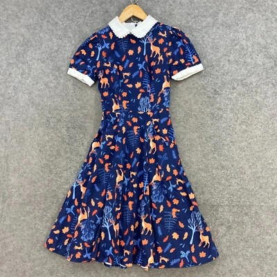 Vestido Collectif Mujer Talla 2XS 6 Azul Manga Corta Línea A Bolsillos Cuello 46813 Foto 1 de 4