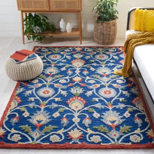 SAFAVIEH Blossom BLM562M Handmade Blue / Rust Rug - Picture 1 of 16