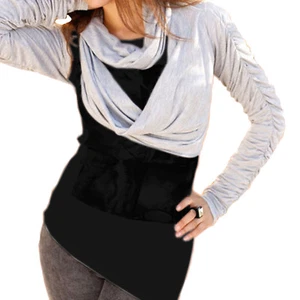 ausgefallene Shirtjacke BOLERO mit Schal LOOP GRAU ORIGINELL Jacke Gr.36/38 S/M - Bild 1 von 1