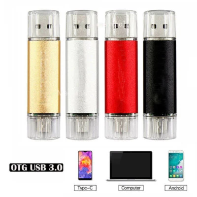 128GB USB 3.0 OTG Type-C Flash Drive Memory Stick U Disk 3 in 1 For Android PC - Image 1 of 4