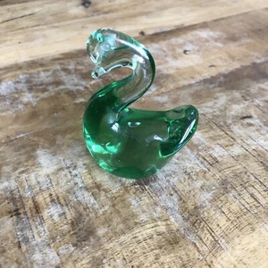 Murano Hand Blown Green Glass Swan Decor Paper Weight - Picture 1 of 7