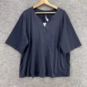 New Lycra Swim Top Women 22/24 Plus Black V-Neck Short Sleeve Pullover Casual - Picture 1 of 11