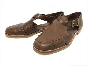 Women Eddie Bauer Mary Jane Shoe 7.5M Brown Leather Upper Adj Buckle Closure 90s - Picture 1 of 17