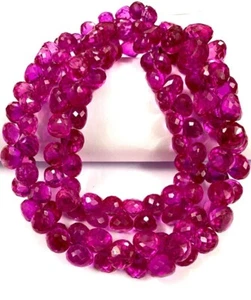 Pink Sapphire Faceted Onion Shape Gemstone Beads For Jewelry Size 7-8mm 8 Inches - Picture 1 of 4