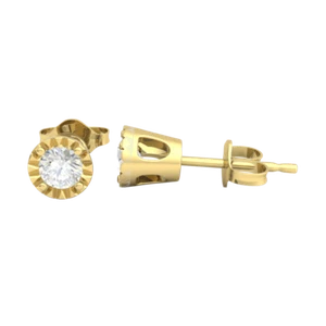 14k Gold Stud Earrings 0.14ctw Round Lab-Created Diamond Men Miracle Solitaire - Picture 1 of 21