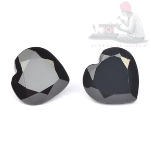 Onice nera naturale 8 mm pietra preziosa sfusa taglio cuore 2 pezzi - Foto 1 di 7