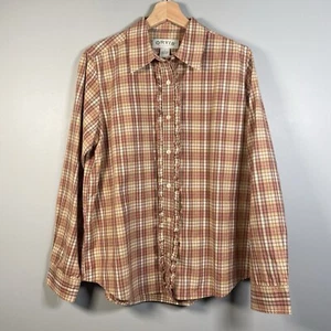Orvis Shirt Plaid Button Ruffle Tuxedo Style Long Sleeve Girls 14 Western Shirt - Picture 1 of 12