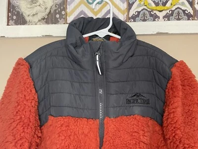 Chaqueta polar Pacific Trail con cremallera naranja y gris mullida polar niños mediana 10/12 Foto 1 de 4