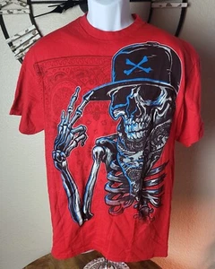 Y2K Delta Pro Weight Skull And Bones Gangster T-Shirt Erwachsene Large rote Grafik - Bild 1 von 6