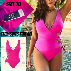 Costumi da bagno per tutti Ashley Graham sexy stringati 1pz costume da bagno TAGLIA 18 FUCSIA rosa - Foto 1 di 11