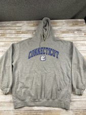 STARTER MEN SIZE XL CONNECTICUT HUSKIES GRAY HOODIE SWEATSHIRT EUC