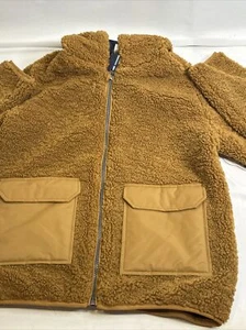 Wonder Nation MD Sherpa Jacket Sz 8 Brown Hooded Heavy Duty Zipper Pockets Coat - Picture 1 of 10