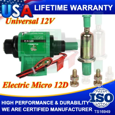 Bomba de combustible diésel micro eléctrica 12D universal 5/16 pulgadas entrada y salida 4-7 PSI Foto 1 de 4