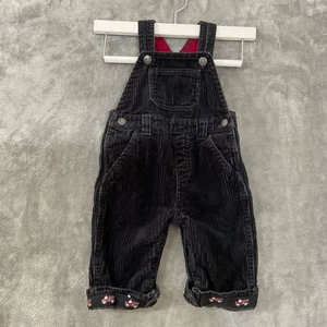 GYMBOREE Sz 3-6 mo Black Corduroy Overalls fire truck hem snap closure - Picture 1 of 11