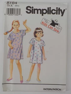 SIMPLICITY PATTERN #8164 GIRLS NIGHTSHIRT SZ S-XL KIDS CAN SEW UNCUT PRINT 1992 - Picture 1 of 7