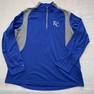 Kansas City Royals Men’s XL Long Sleeve Shirt Quarter Zip Blue White - Picture 1 of 12