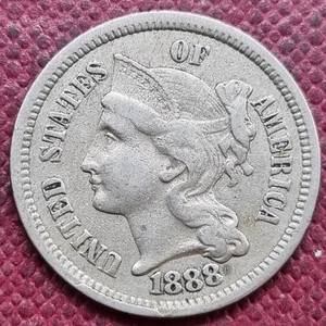 1888 Three Cent Piece 3c Nickel RARE DATE Better Grade #92860 - Picture 1 of 2
