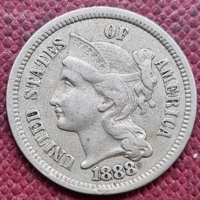 1888 Three Cent Piece 3c Nickel RARE DATE Better Grade #92860 - Image 1 of 2