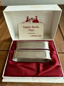 Vintage Lunt Pewter Napkin Bands. Pair. - Picture 1 of 5