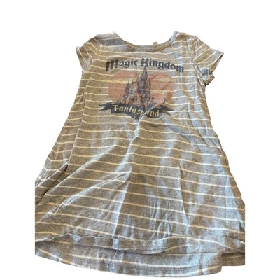 Magic Kingdom Fantasyland Girls Dress Gray Striped Disney Castle - Image 1 of 2