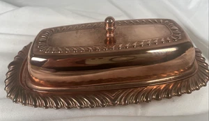 Vintage Coppercraft Guild Ornate Copper Butter Dish with glass insert - Picture 1 of 8