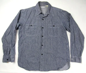 Vtg Sugar Cane Long Sleeve Work Wear Shirt Pincheck Denim Cotton Chambray Japan - Picture 1 of 11