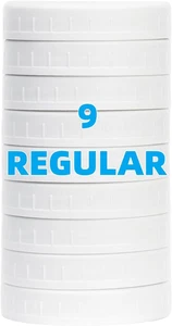 Paquete de 9 tapas de tarro de albañil bucal regular blanco con anillos de silicona, tarro de albañil de plástico - Imagen 1 de 6