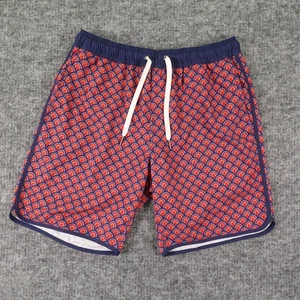Fair Harbor Anchor Trunks Mens Medium Red Blue Swim Shorts 8" Inseam Lined - Picture 1 of 8