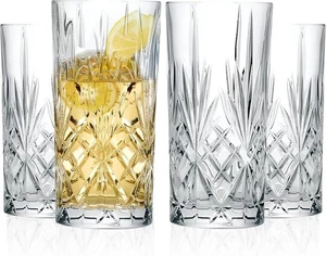 Drinking Glasses Set of 4 Highball Glass Cups, 17 Oz. Basic Cooler Glassware - Picture 1 of 6