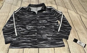 NWT Adidas 3 Stripe Black & Gray Boys Sz Large 14-16 Zip Up Jacket Coat NEW TbO - Picture 1 of 5