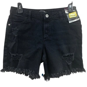 New Art Class Girls XL (14) Adjustable Waist Distressed Black Denim Jean Shorts - Picture 1 of 3