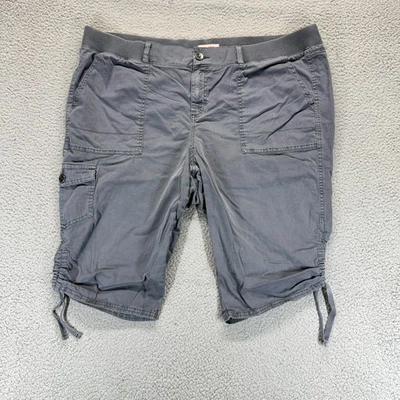 Pantalones Cortos Evri Gris Para Mujer 18W Plus Acanalados Cordón Laterales Carga Utilidad Gorpcore Foto 1 de 4