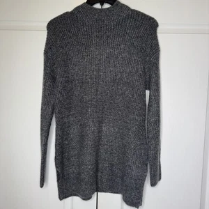 Suéter antiguo azul marino para mujer pequeño acogedor túnica pulóver manga larga tejido suave jaspeado - Imagen 1 de 12