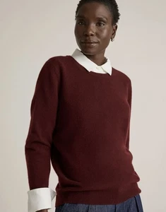 QUINCE Mongolian Cashmere Crewneck Sweater in Rich Burgundy Medium - Picture 1 of 11