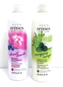 Avon x 2 Senses Green Tea & Orchid Blueberry Body Lotion 8.4 FL OZ Beauty New - Picture 1 of 12