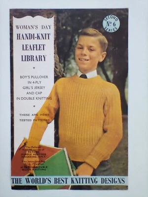 Woman's Day - Boys Pullover & Girls Jersey & Cap-Vintage Knitting Pattern- RARE - Image 1 of 2