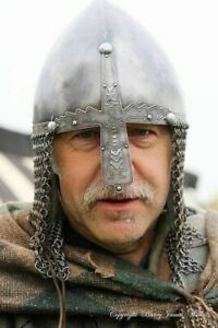 Viking Helmet Medieval Steel Barbute Knight Armor Helmet Norman Nasal Chain Mail