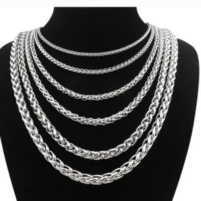 Lote de 10 piezas collar cadena trigo acero inoxidable moda hombre 4 mm 24"" joyería Foto 1 de 4