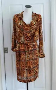 Vestido ESCADA 100 % Seda Único Cuello a Presión Tigre Caleidoscopio 38 US8 $2350 Bolsillos - Imagen 1 de 23