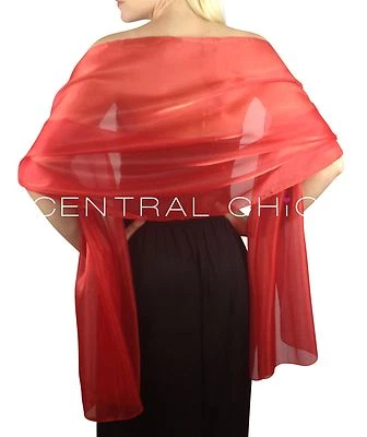 CENTRAL CHIC Scharlachrot seidig Braut Braut Brautjungfer Hochzeit Abschlussball Schal Stola Halstuch Pashmina