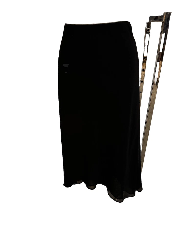 MSK USA Sheer Straight Skirt solid Black Elastic Waist Dress Wear Lined Knee L - Image 1 of 4